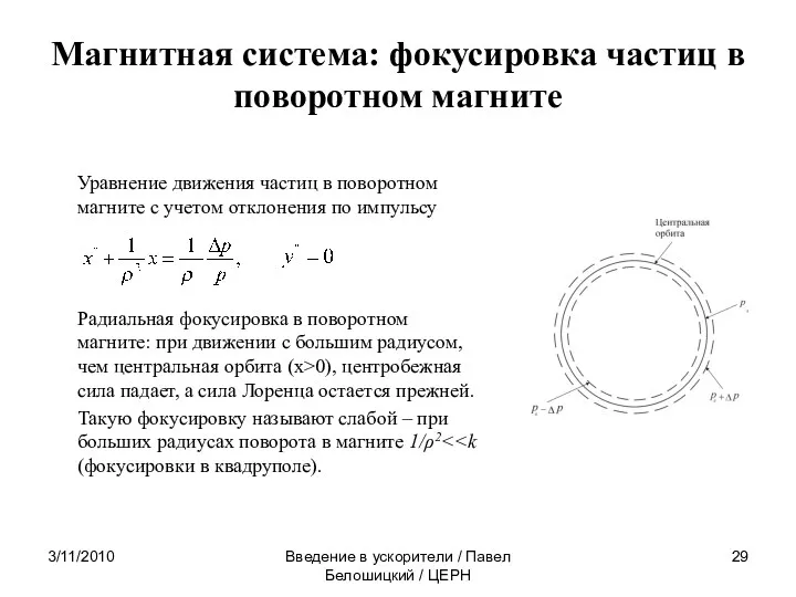 3/11/2010 Введение в ускорители / Павел Белошицкий / ЦЕРН Магнитная