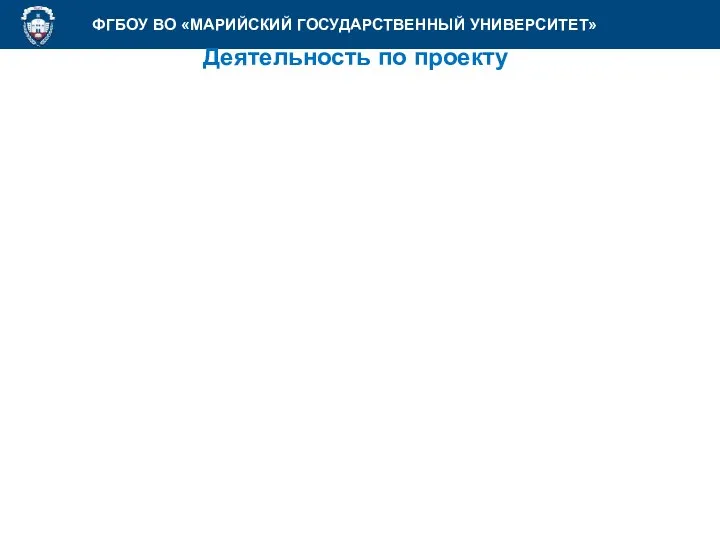 ФГБОУ ВО «МАРИЙСКИЙ ГОСУДАРСТВЕННЫЙ УНИВЕРСИТЕТ» Деятельность по проекту