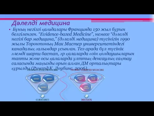 Дәлелді медицина Бұның негізгі қағидалары Францияда 150 жыл бұрын белгіленген.