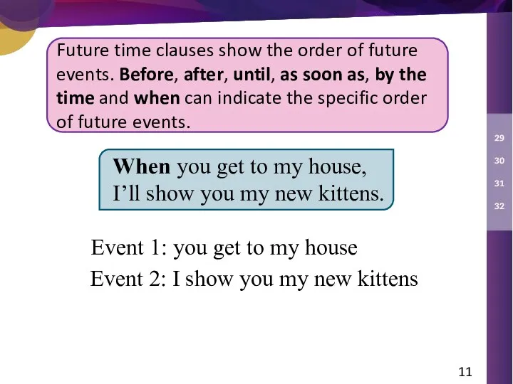 When you get to my house, I’ll show you my new kittens. Event