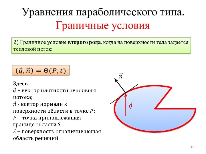 Уравнения параболического типа. Граничные условия 2) Граничное условие второго рода,