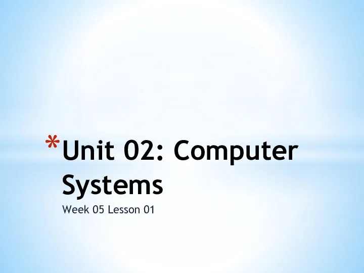 Unit 02: Computer Systems