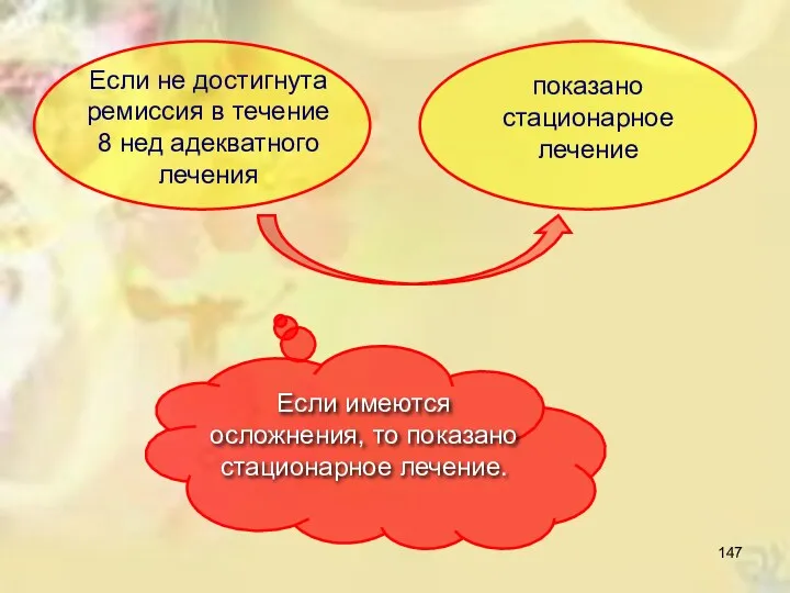 Если имеются осложнения, то показано стационарное лечение. Если не достигнута