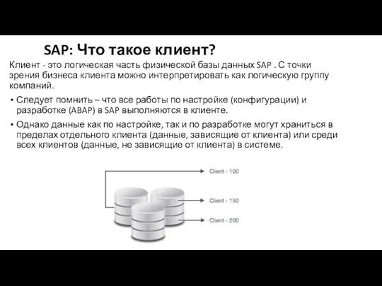 SAP: Что такое клиент? Клиент - это логическая часть физической базы данных SAP