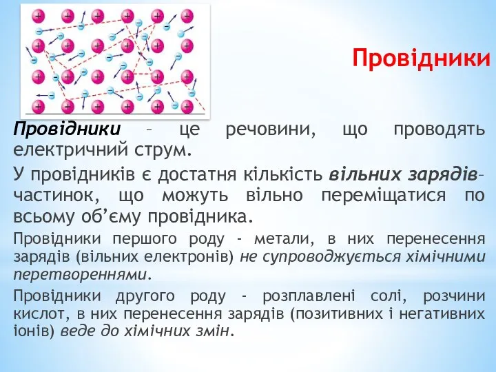 Провідники Провідники – це речовини, що проводять електричний струм. У