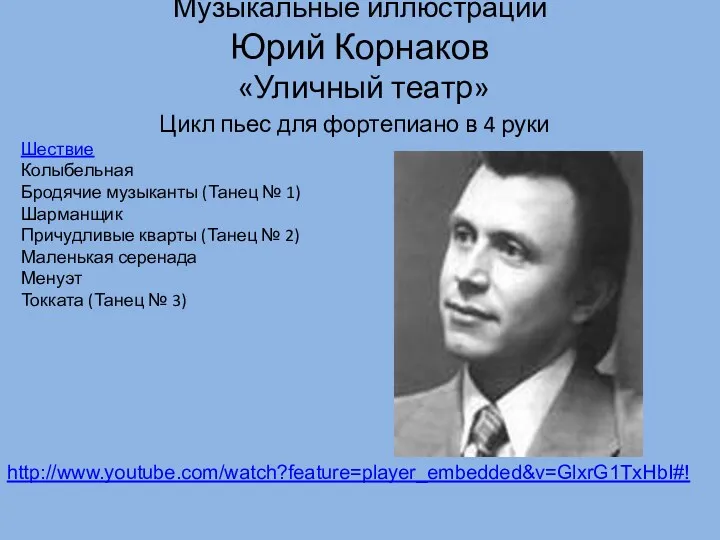 Музыкальные иллюстрации Юрий Корнаков «Уличный театр» Цикл пьес для фортепиано