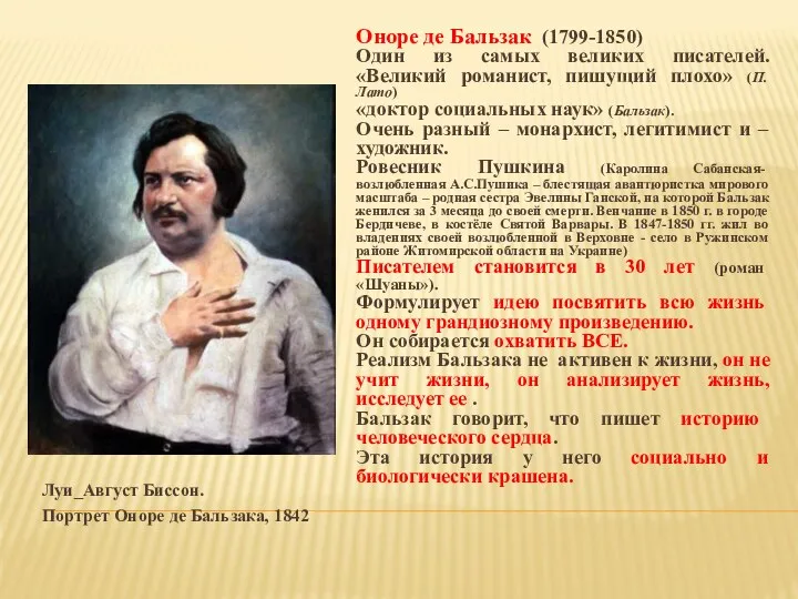 Луи_Август Биссон. Портрет Оноре де Бальзака, 1842 Оноре де Бальзак