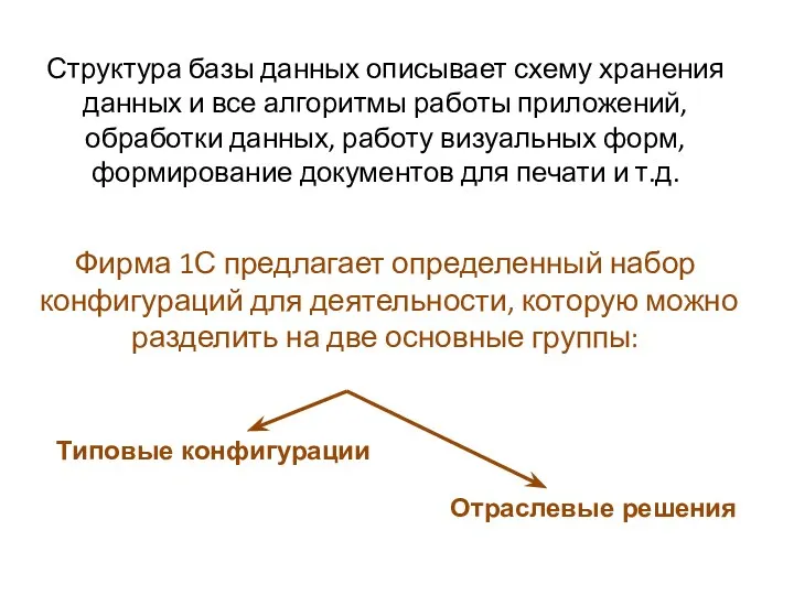 Структура базы данных описывает схему хранения данных и все алгоритмы