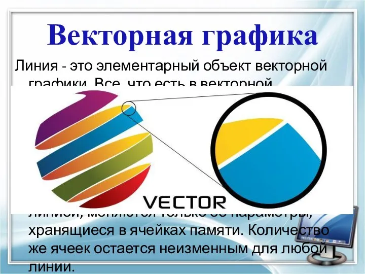 Векторная графика Линия - это элементарный объект векторной графики. Все,