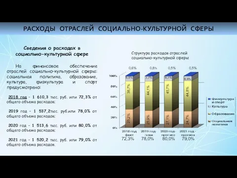 РАСХОДЫ ОТРАСЛЕЙ СОЦИАЛЬНО-КУЛЬТУРНОЙ СФЕРЫ 25,2% 25,9% 27,1% 24,7% 38,7% 44,1%