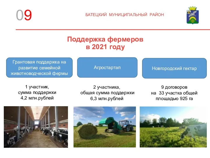 09 БАТЕЦКИЙ МУНИЦИПАЛЬНЫЙ РАЙОН Поддержка фермеров в 2021 году Грантовая