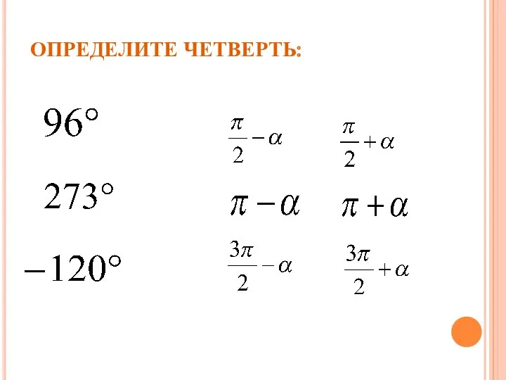 ОПРЕДЕЛИТЕ ЧЕТВЕРТЬ: