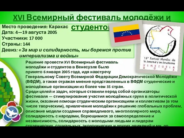 Место проведения: Каракас Дата: 4—19 августа 2005 Участники: 17 000