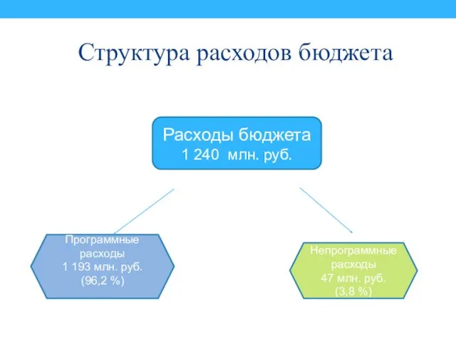 Структура расходов бюджета Расходы бюджета 1 240 млн. руб. Программные