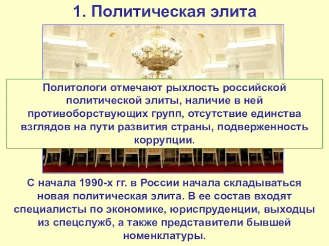 1. Политическая элита С начала 1990-х гг. в России начала