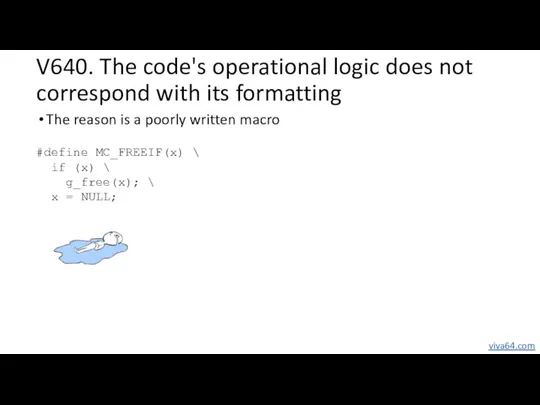 V640. The code's operational logic does not correspond with its