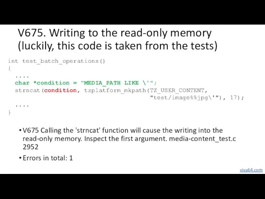 V675. Writing to the read-only memory (luckily, this code is