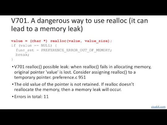 V701. A dangerous way to use realloc (it can lead