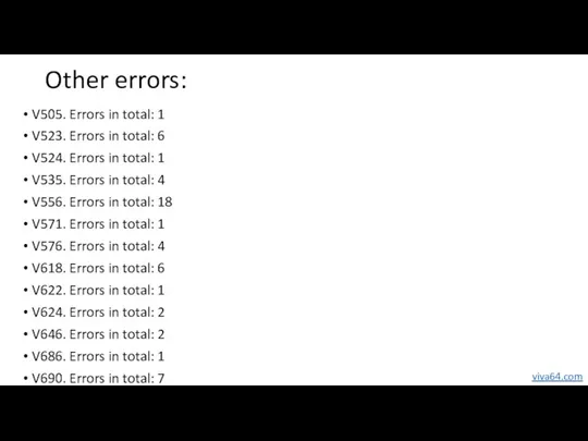 Other errors: V505. Errors in total: 1 V523. Errors in