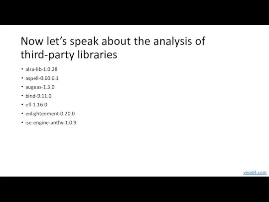 Now let’s speak about the analysis of third-party libraries alsa-lib-1.0.28