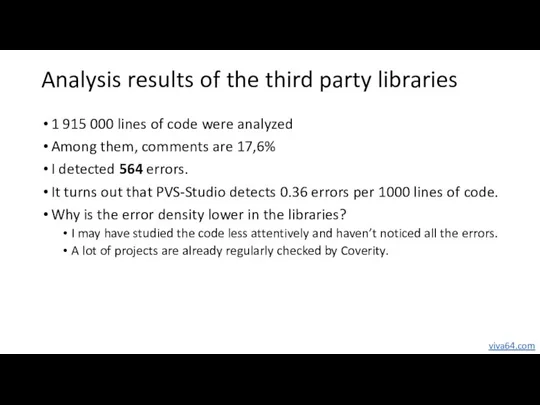 Analysis results of the third party libraries 1 915 000