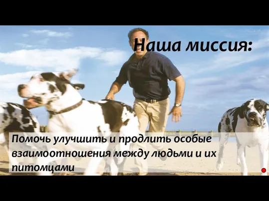 Наша миссия: Помочь улучшить и продлить особые взаимоотношения между людьми и их питомцами