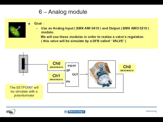6 – Analog module Goal : Use an Analog Input ( BMX AMI