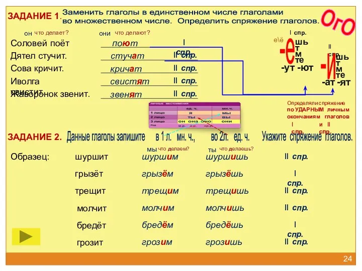 ОгО ЗАДАНИЕ 1. Заменить глаголы в единственном числе глаголами во