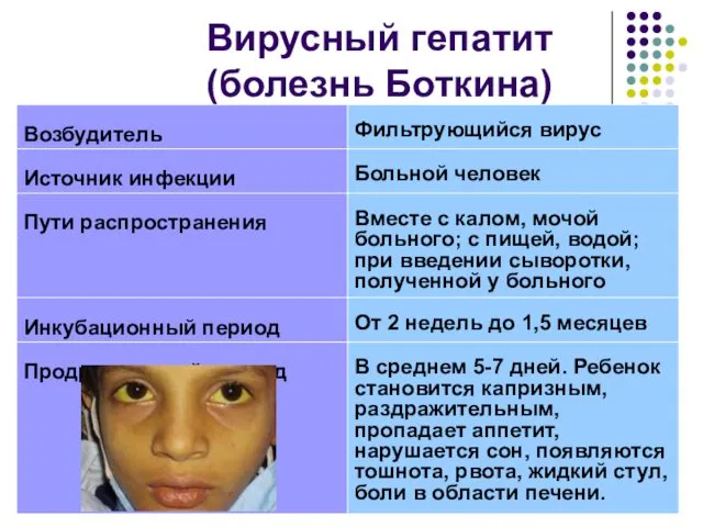 Вирусный гепатит (болезнь Боткина)