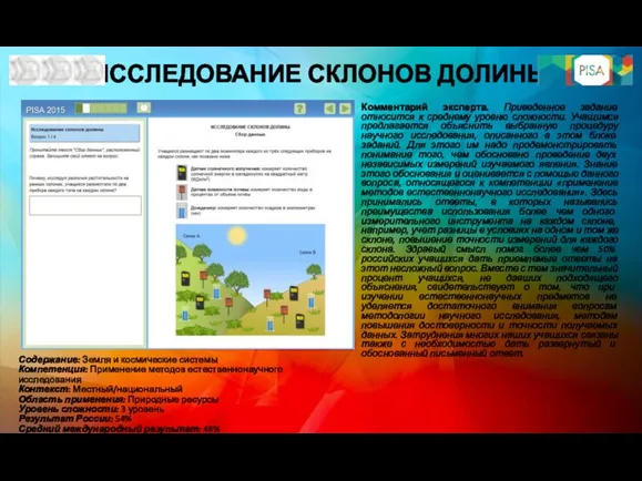 ИССЛЕДОВАНИЕ СКЛОНОВ ДОЛИНЫ Комментарий эксперта. Приведенное задание относится к среднему