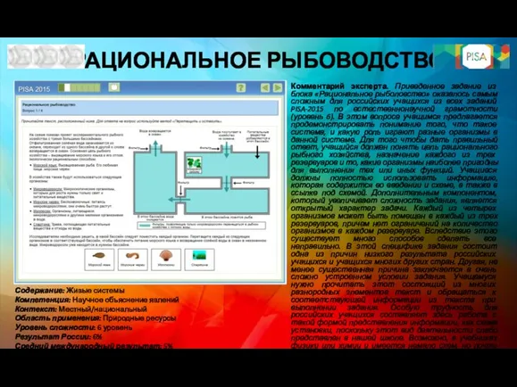 РАЦИОНАЛЬНОЕ РЫБОВОДСТВО Комментарий эксперта. Приведенное задание из блока «Рациональное рыболовство»