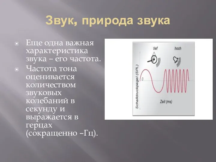 Звук, природа звука Еще одна важная характеристика звука – его