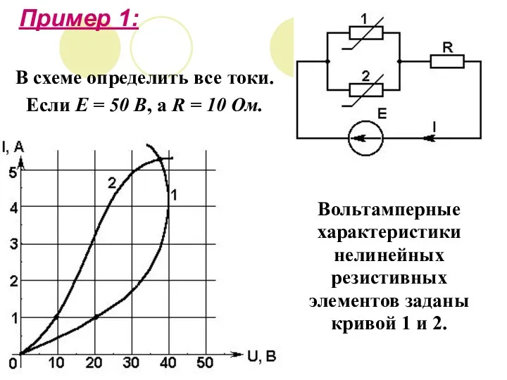 Пример 1: В схеме определить все токи. Если Е = 50 В, а