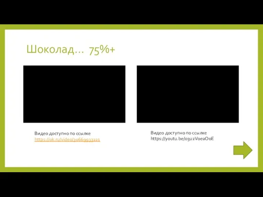 Шоколад… 75%+ Видео доступно по ссылке https://ok.ru/video/30669933221 Видео доступно по ссылке https://youtu.be/o3u2VoeaOoE