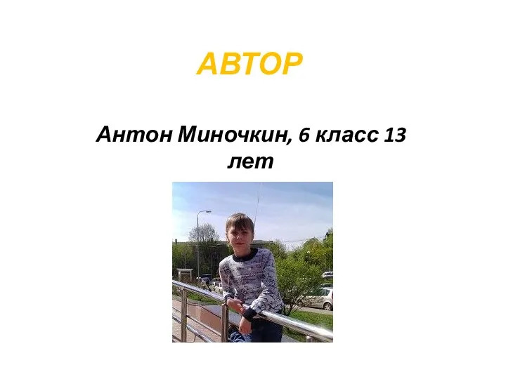 АВТОР Антон Миночкин, 6 класс 13 лет