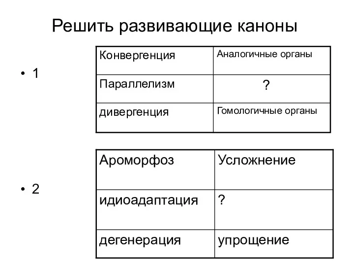 Решить развивающие каноны 1 2