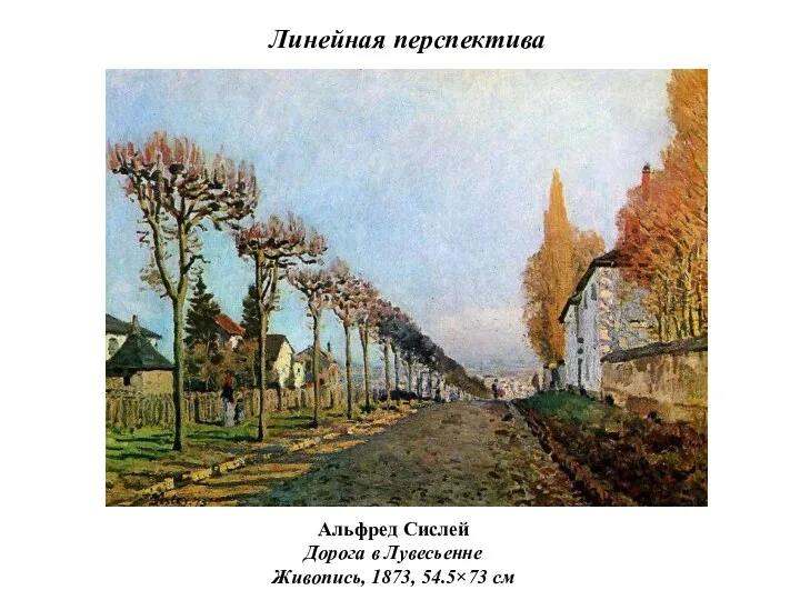 Линейная перспектива Альфред Сислей Дорога в Лувесьенне Живопись, 1873, 54.5×73 см