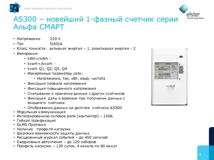 Напряжение 220 V Ток 5(60)A Класс точности: активная энергия –