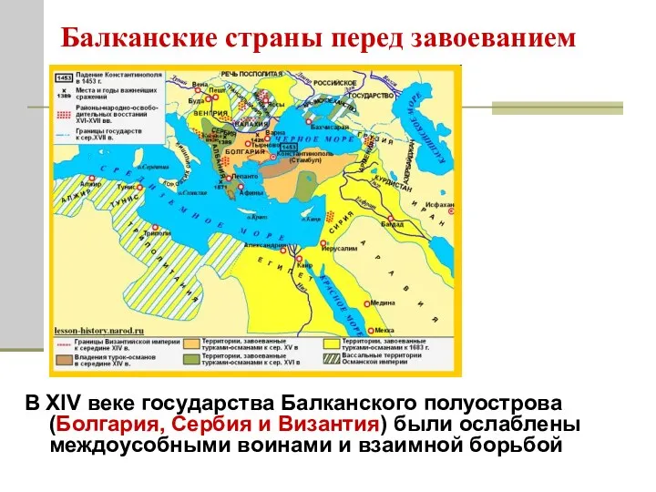 Балканские страны перед завоеванием В XIV веке государства Балканского полуострова (Болгария, Сербия и