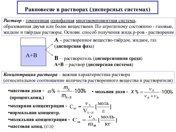 Равновесие в растворах (дисперсных системах)