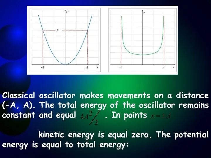 Classical oscillator makes movements on a distance (-A, A). The