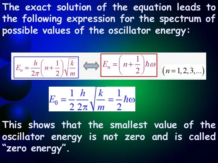 The exact solution of the equation leads to the following