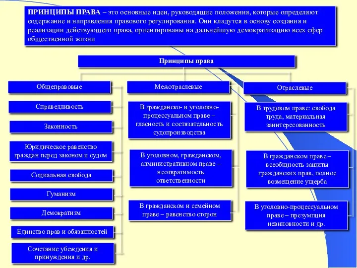 ПРИНЦИПЫ ПРАВА – это основные идеи, руководящие положения, которые определяют