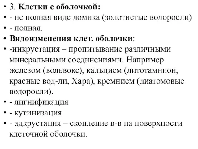 3. Клетки с оболочкой: - не полная виде домика (золотистые