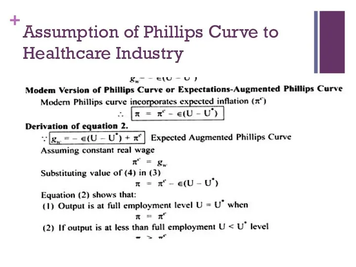 Assumption of Phillips Curve to Healthcare Industry