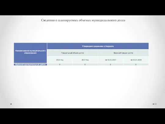 Сведения о планируемых объемах муниципального долга