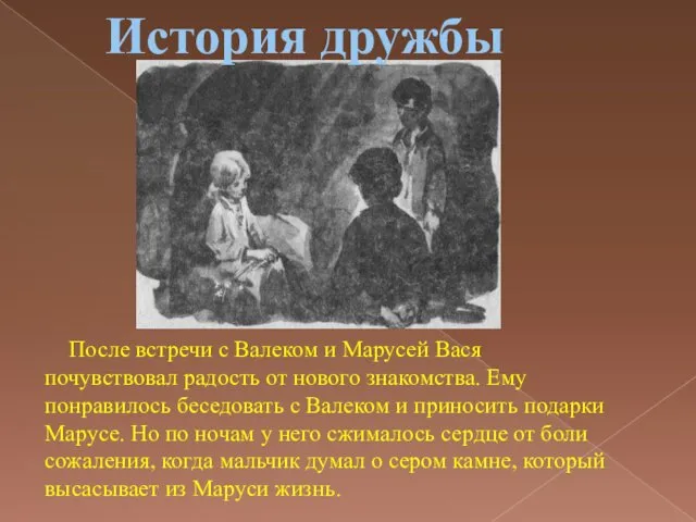 История дружбы После встречи с Валеком и Марусей Вася почувствовал радость от нового