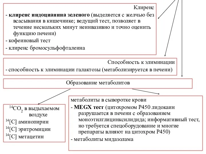 Клиренс - клиренс индоцианина зеленого (выделяется с желчью без всасывания