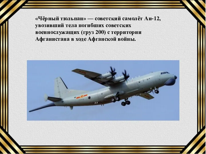 «Чёрный тюльпан» — советский самолёт Ан-12, увозивший тела погибших советских