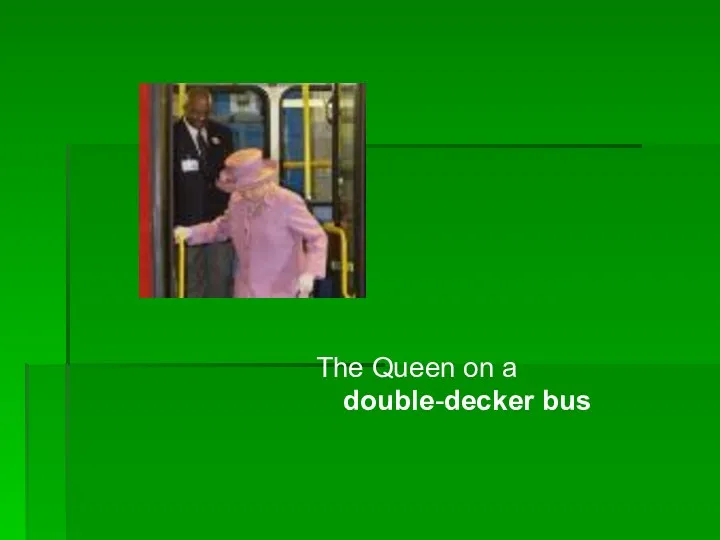 The Queen on a double-decker bus